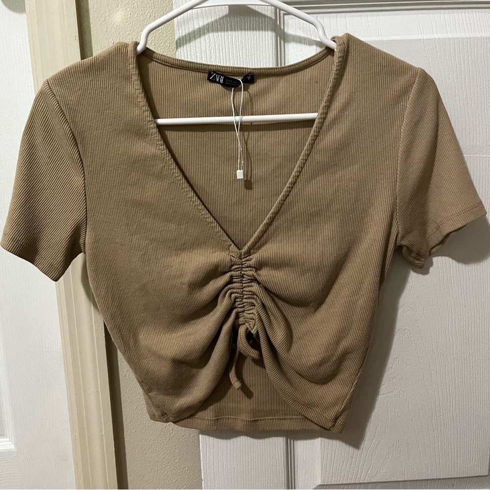 Zara Cropped Nude TShirt